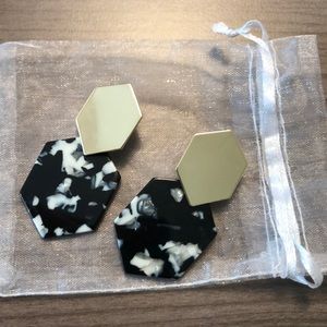 Statement Earrings- Black White and Gold
